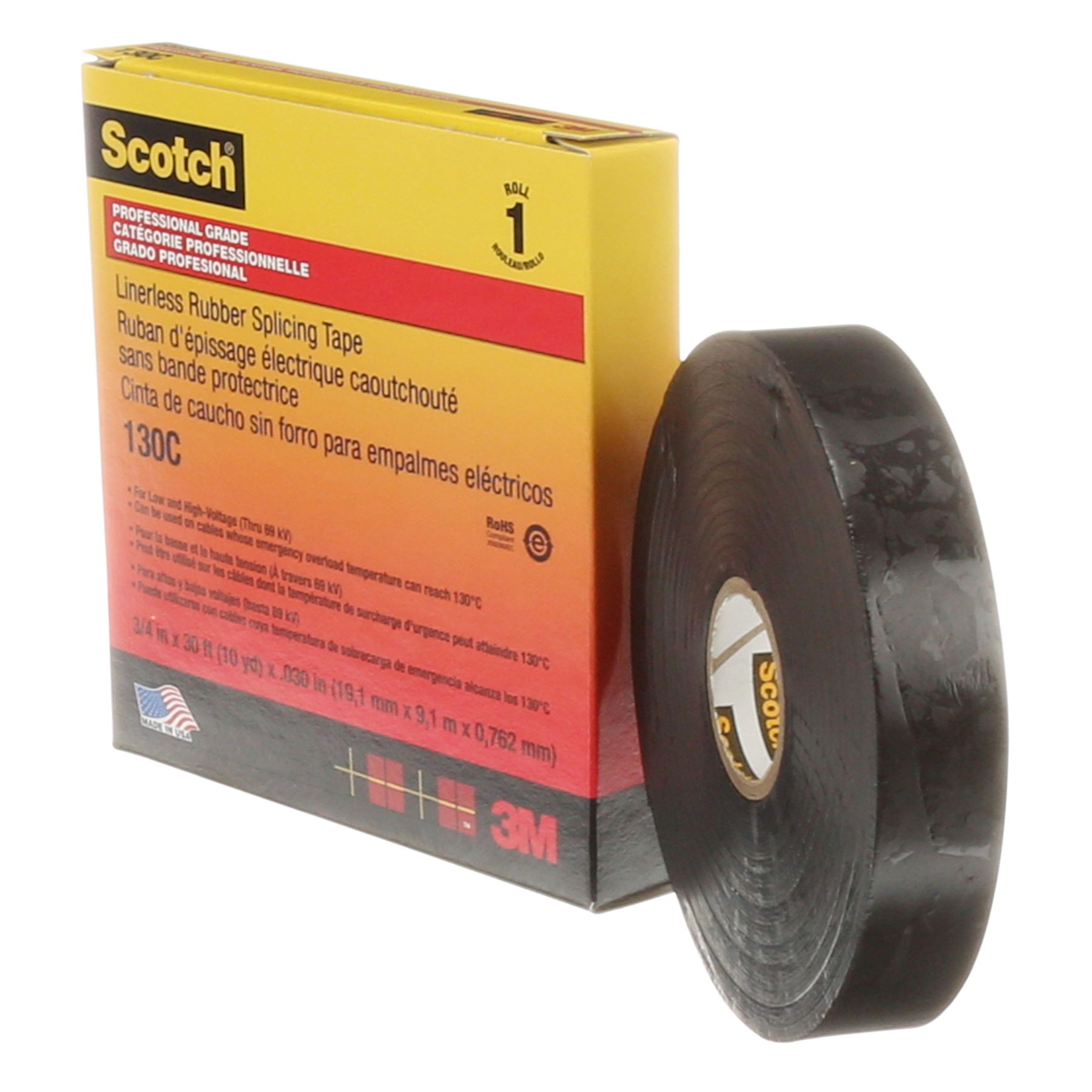 3M™Scotch™ 130c (25,4мм Х 9м) Самослипающаяся резиновая изоляционная лента